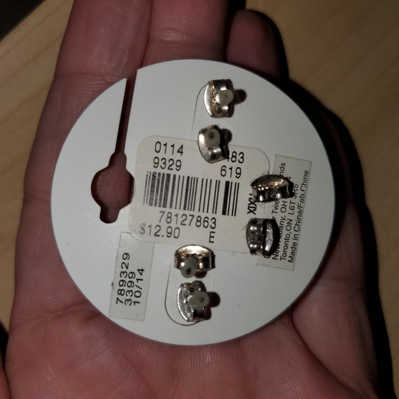 Justice Earrings set of 3 with E initial in a set - Picture 2 of 2